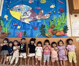 みんなで作ったクジラさん、かんせーい！